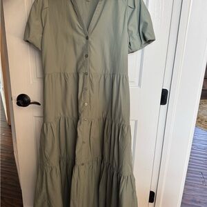 Brochu Walker Green Tiered Puff Sleeve Sundress